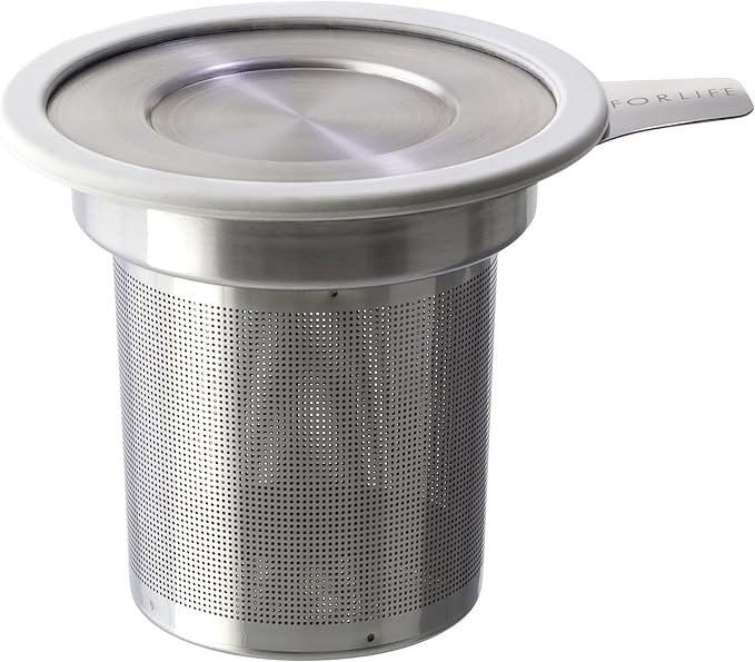 FORLIFE Brew-in-Mug Extra-Fine Tea Infuser with Lid, White