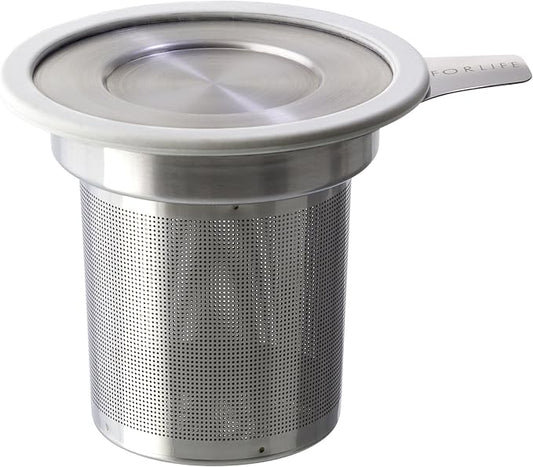 FORLIFE Brew-in-Mug Extra-Fine Tea Infuser with Lid, White