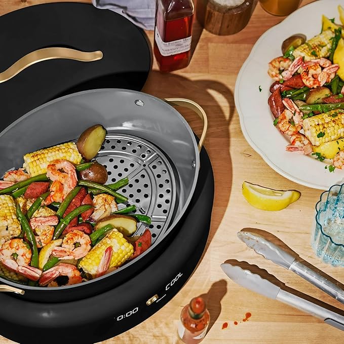 Beautiful 10-in-1 6Qt Electric Multi-Cooker by Drew Barrymore – Slow and Rice Cooker, Steamer, Dutch Oven, Sauté & More – Touch Display, Oven Safe, Dishwasher Safe (Black Sesame)