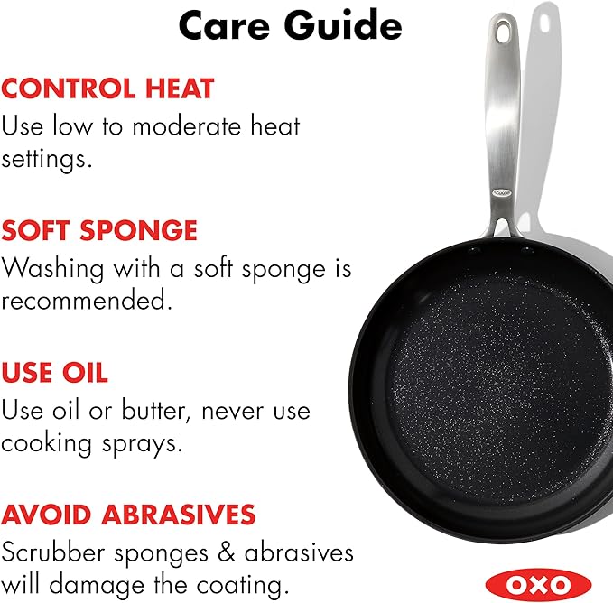 OXO Enhanced 10” Nonstick Frying Pan Skillet, Ceramic PFAS-Free Cookware, Stainless Steel Handle, Eggs & Omelets, Dishwasher & Oven Safe, Storm Blue