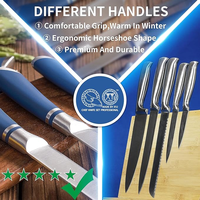 XYJ Knives,Professional Knife Sets for Master Chefs,Meat Cleaver Butcher for Camping,Chef Knife Set with Bag