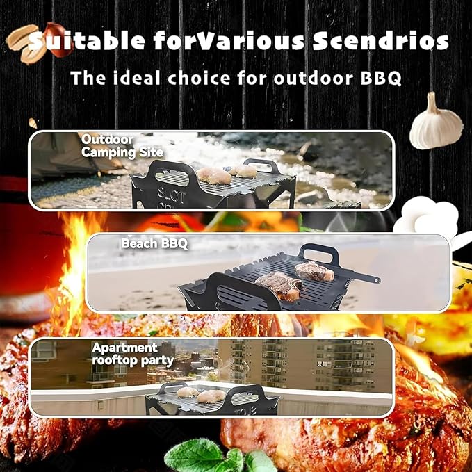 Slot Grill, Slot Grill Collapsible, For Easy Storage, Lightweight And Compact, For Camping, Travel, Party(26 * 26 * 3cm)