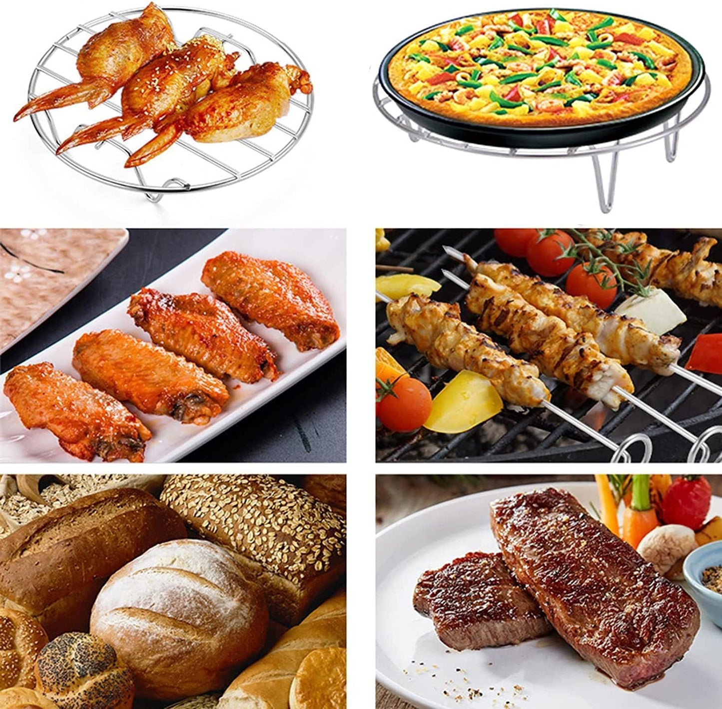 7.9" Round Cooking Rack Versatile Stainless Steel Grid Grill Steamer Rack, Fits Air Fryer Pot Pressure Cooker Canning
