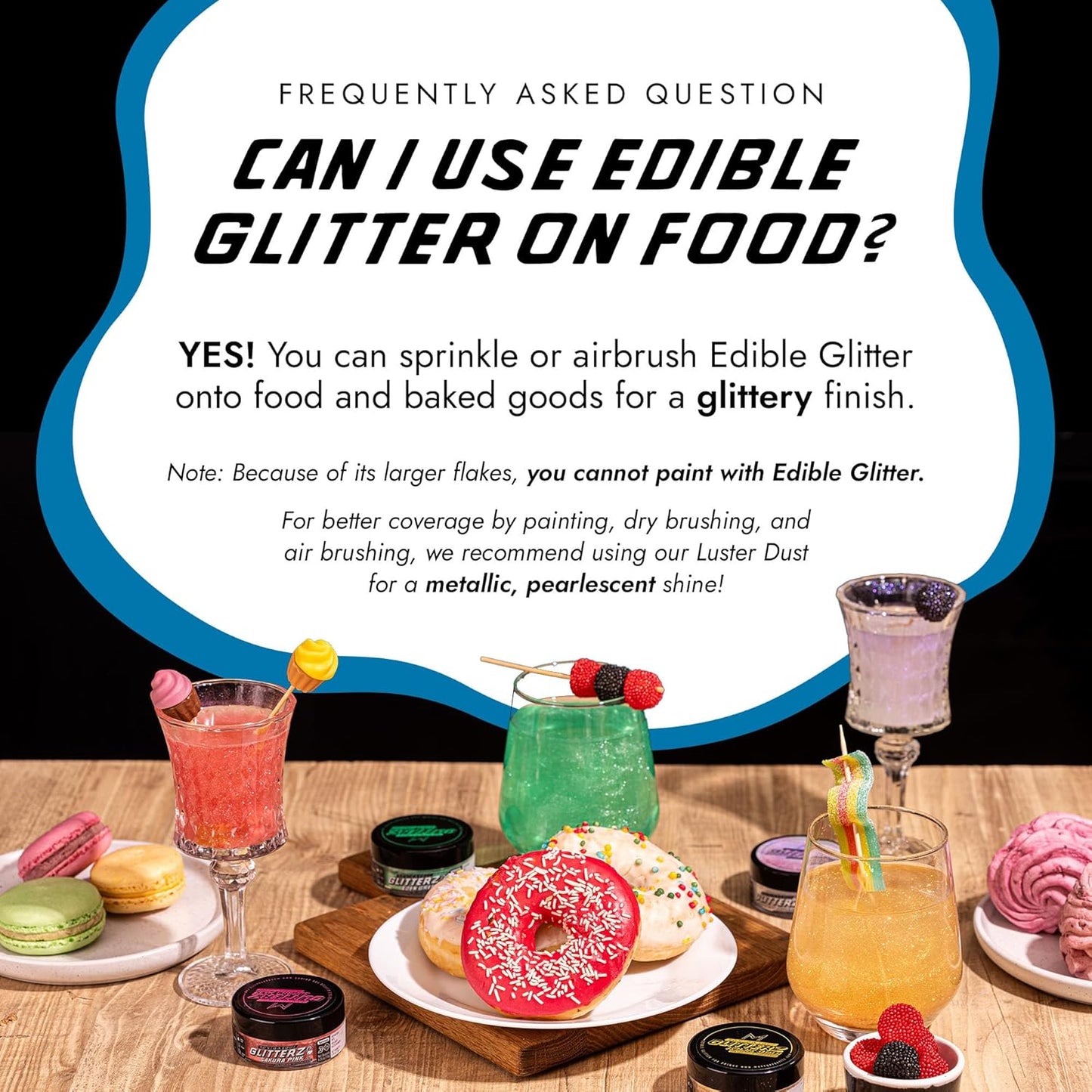 MONÉGASQUE Ocean Blue Edible Glitter for Drinks 10g – Blue Edible Glitter for Cakes & Beverage - Champagne & Halloween Cocktail Drink Shimmer Flakes - Food Decorating & Cake Decorations Spray
