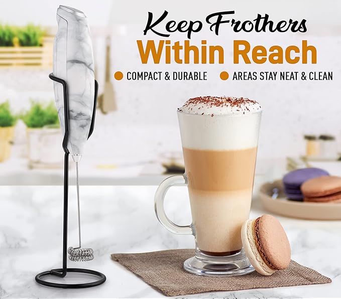 Zulay Kitchen Ultra Frother Stand for Milk Frothers - Heavy Duty, Rust Resistant Premium Milk Frother Holder for Multiple Types of Handheld Frothers (Black)