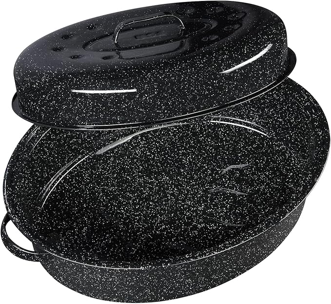 Granite Ware Porcelain Enamel Covered Roaster 20 lb Black