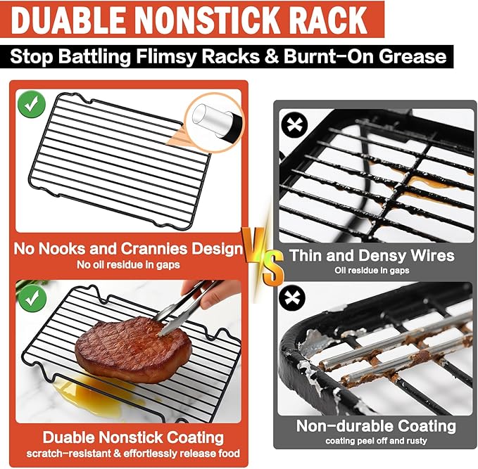 Roasting Rack,Heavy Duty Turkey Rack for Roasting Pan,Oven Roasting Rack Insert for Baking (Rectangular 12in*7.5in)
