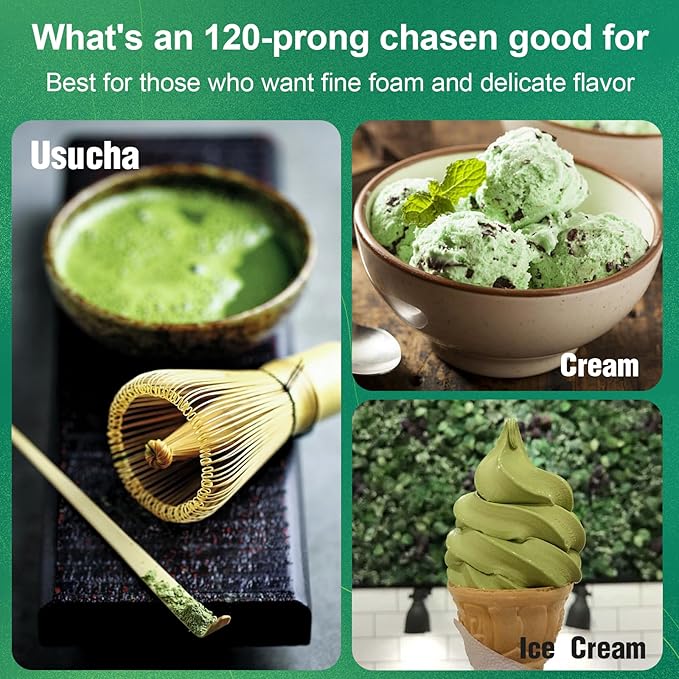 Matcha Whisk - Bamboo Whisk Handcrafted Traditional Japanese Chasen 120-Prong Stirrer Wisk Mixer for Matcha Powder Ceremonial Authentic Tea Preparation