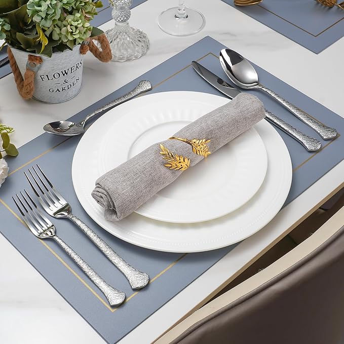 20-Piece Hammered Flatware Set for 4, 18/10 Stainless Steel Silverware Set, Heavy Duty Cutlery Set, Dishwasher Safe, Fancy Elegant Gift