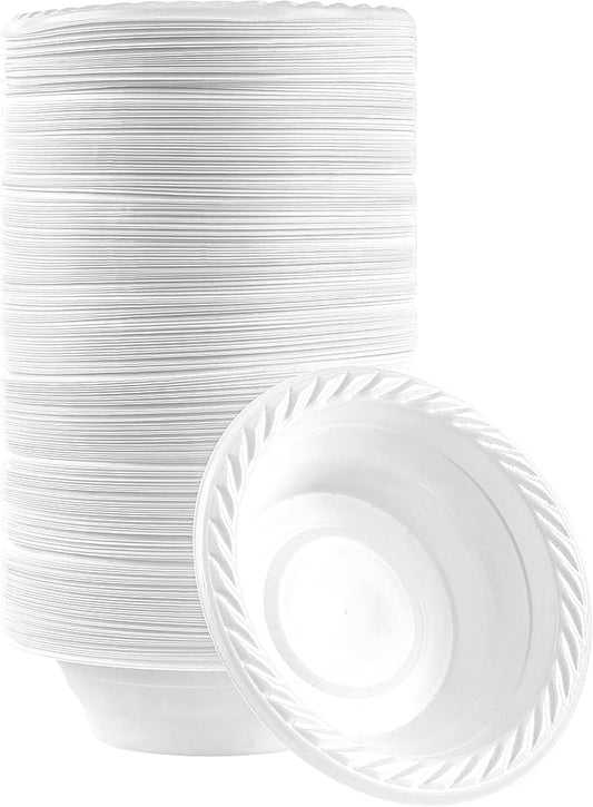Plasticpro 5 ounce Round Plastic Dessert Bowls Microwaveable, Disposable, White, Dinnerware 400 Count