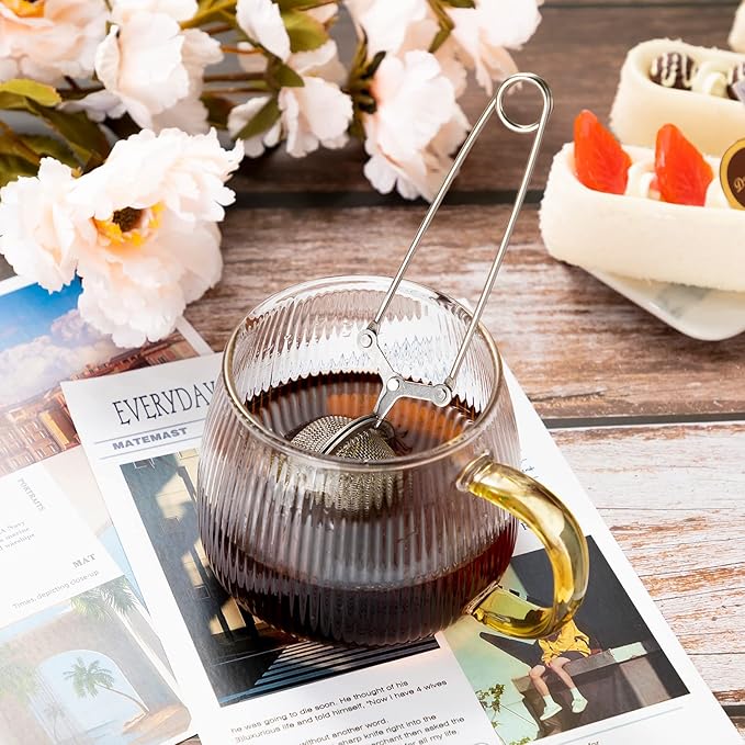 Yinder Loose Leaf Tea Infuser Stainless Steel Mesh Snap Tea Ball Strainers with Handle Metal(Silver)