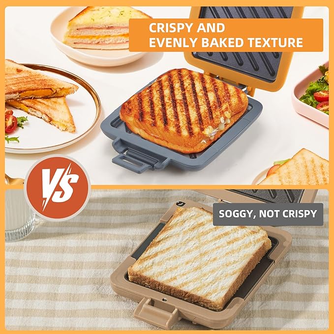 Microwave Toastie Sandwich Maker, Snack Maker & Panini Press, Removable Non-Stick Plates Silicone Microwavable Cookware, Heatwave Technology, Orange