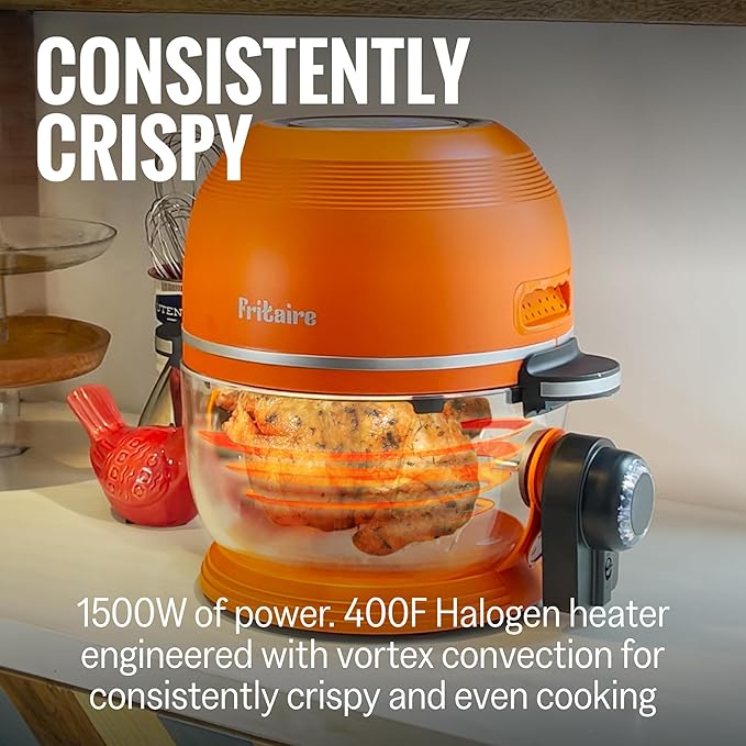 Non Toxic Air Fryer™ - Glass AirFryer 5 Quart w/ 360 Visibility, Self-Cleaning, 400F Vortex Air Fryer for Even Cooking, BPA-Free Teflon Free, 9-in-1 Functions, Rotisserie, Roast, Bake, White
