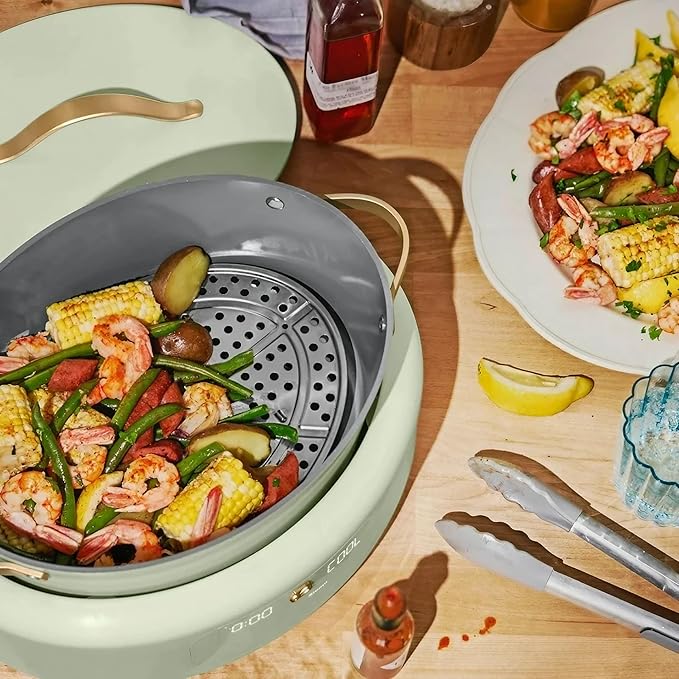 Beautiful 10-in-1 6Qt Electric Multi-Cooker by Drew Barrymore – Slow and Rice Cooker, Steamer, Dutch Oven, Sauté & More – Touch Display, Oven Safe, Dishwasher Safe (Sage Green)