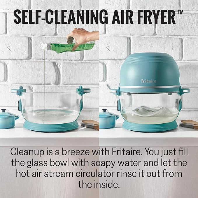 Non Toxic Air Fryer™ - Glass AirFryer 5 Quart w/ 360 Visibility, Self-Cleaning, 400F Vortex Air Fryer for Even Cooking, BPA-Free Teflon Free, 9-in-1 Functions, Rotisserie, Roast, Bake, White