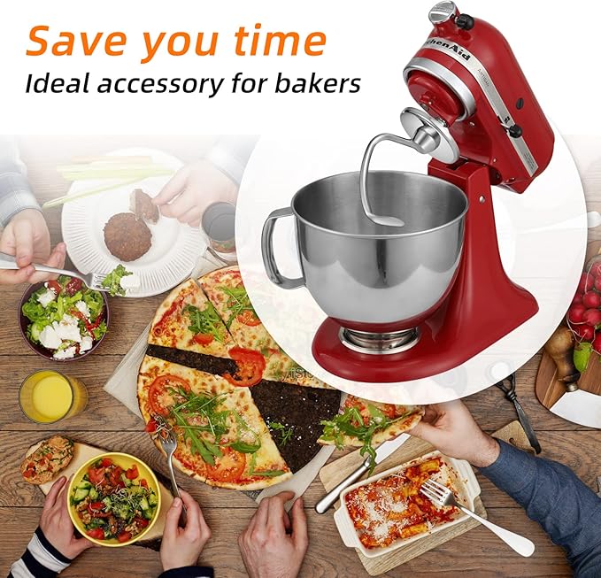 Gdrtwwh Stainless Steel Dough Hook Attachment for KitchenAid 4.5-5 Quart Tilt-Head Stand Mixer,Replacement Parts Bread Hook, Dishwasher Safe(Replace K45DH)