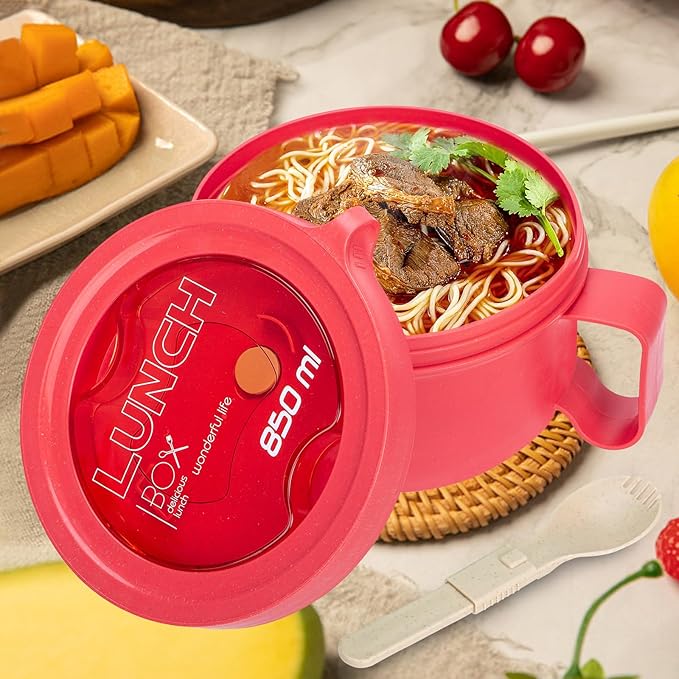 Microwave Ramen Bowl with Lid and Handle for Dorm Essentials,Microwave Soup Mugs Set of 2 for Soup and Instant Noodles,Oatmeal, Gumbo, Salad, BPA Free(Red Red)