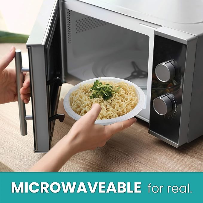 PLASTICPRO 6 inch Round Plastic Plates Microwaveable, Disposable, White, Dinnerware 200 Count