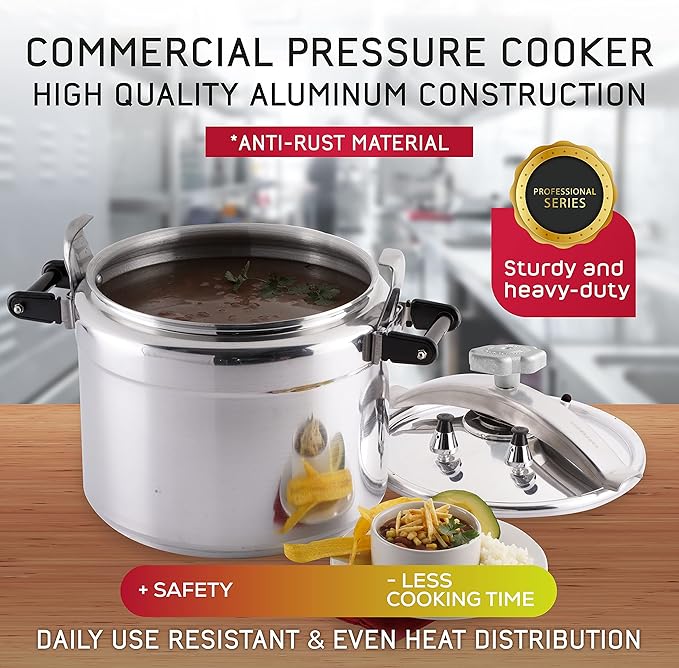 Universal (Extra Large) 53-Quart Aluminum Pressure Cooker for Professional Use – Commercial-Grade, 2 Safety Valves, Reinforced Handles, Easy-Open Lid, – Ideal for Large Kitchens, and Restaurants