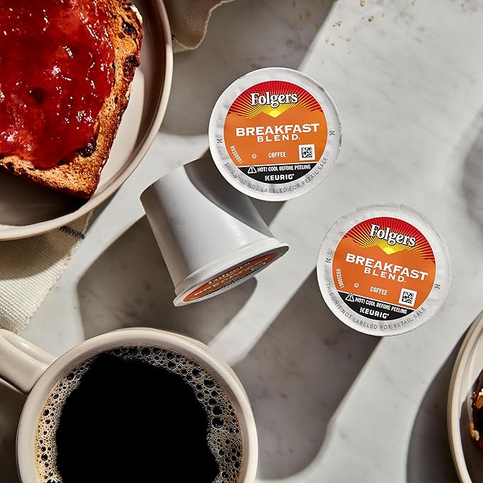 Folgers Breakfast Blend Coffee, Mild Roast, Keurig K-Cup Pods, 10 Count (Pack of 6)