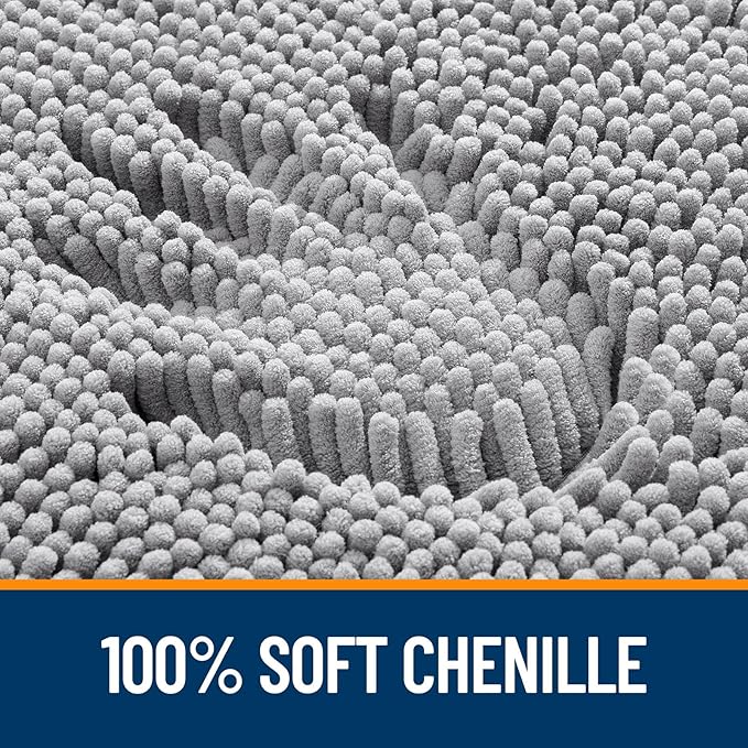 OLANLY Bathroom Rugs Sets 2 Piece, Soft Absorbent Chenille Bath Mats and U-Shaped Contour Toilet Mat Area Rug Set, Machine Washable Bath Carpet, Home Decor Accessories(30"x20"+24"x20", Grey)