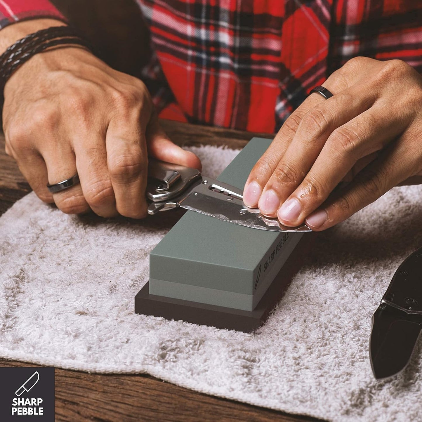 Sharp Pebble Knife Sharpening Stones Kit with 400/1000 and 3000/8000 Grit with Flattening Stone