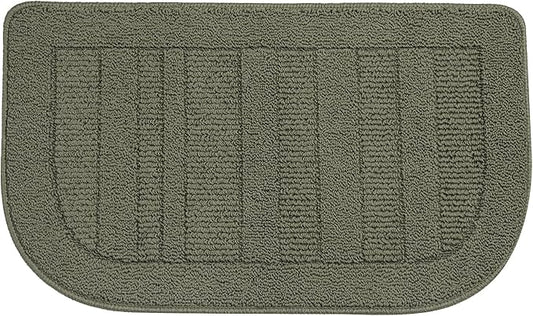 BEQHAUSE 30x18 Inch Kitchen Rug Mat Durable Kitchen Rugs Non-Slip Washable Absorbent Kitchen Mats for Floor Dirt-Resistant Semicircular Kitchen Mat (Green)