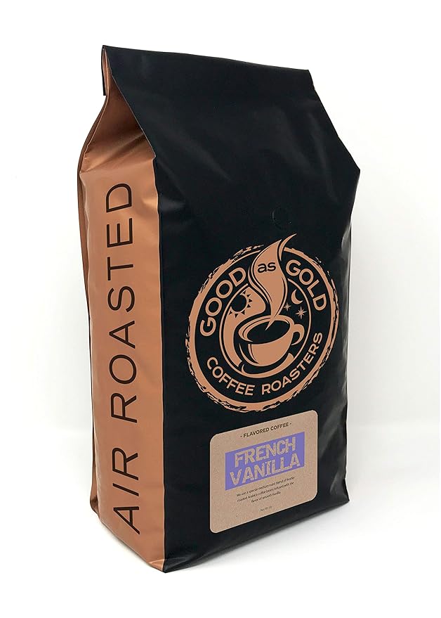 Good As Gold Coffee Roasters - French Vanilla Flavored Whole Bean Coffee, 5 Pound Bag