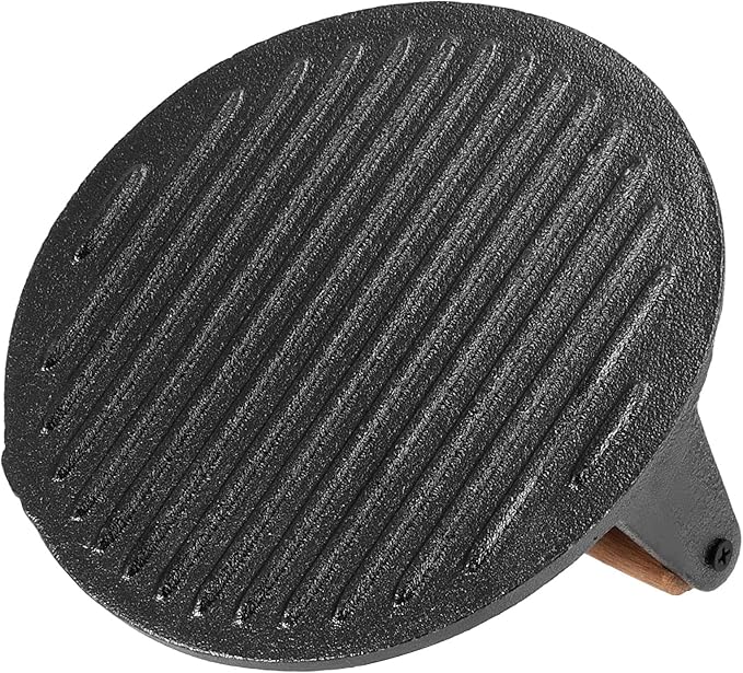 2 Pack 7 Inch Black Cast Iron Grill Press, Round Heavy Weight Bacon Press with Wooden Handle, Steak Weights for Grill Burgers Bacon Bread