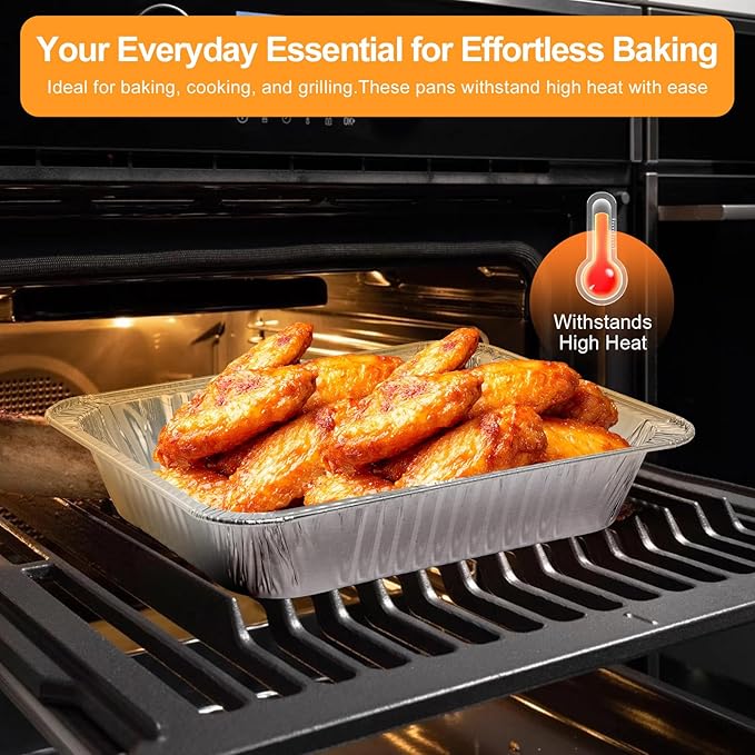 Notwoe® 30pc Disposable Aluminum Pans With Lids, 9x13 (10pc) And 8.2x5.7 Square (20pc) Combo Set, Disposable Baking and Cake Pan. (30 Pack w/Lids)