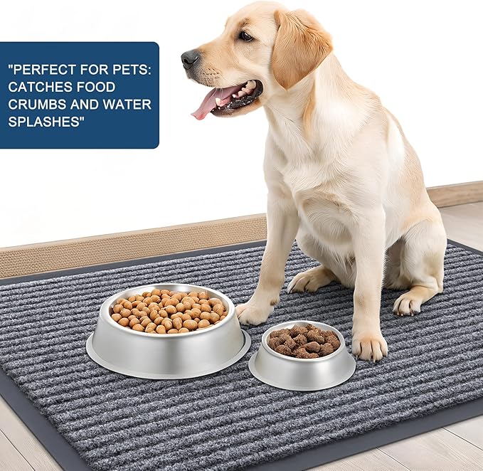OLANLY Front Door Mat Indoor Outdoor Entrance, Waterproof Heavy Duty Doormat, Fade Resistant, Low Profile, Easy Clean Patio Porch Welcome Floor Mats for Entry, 47x24, Light Gray