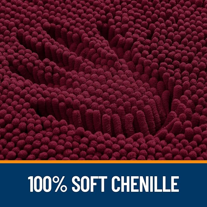 OLANLY Bathroom Rugs Sets 2 Piece, Soft Absorbent Chenille Bath Mats and U-Shaped Contour Toilet Mat Area Rug Set, Machine Washable Bath Carpet, Home Decor Accessories(36"x24"+24"x20", Burgundy)