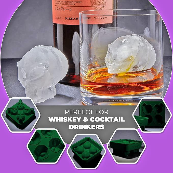 SHAPED 2-PACK 3D Ancient Alien Ice Mold Trays, Flexible Silicone Alien Figure Makers for Ice Cubes, Soaps, Chocolates, DIY Figures, Cookies, Resin Models