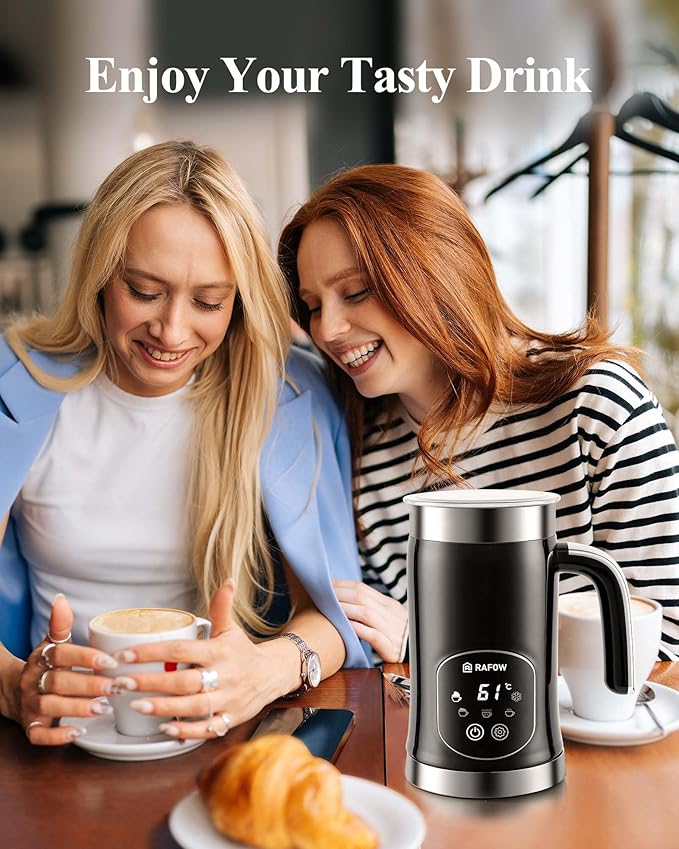 5-in-1 Milk Frother and Steamer - Upgraded Automatic Milk Steamer 11.8oz Hot & Cold Foam Maker and Milk Warmer with LED Display Touch Screen & Two Whisks for Latte,Cappuccinos,Silent Working,120Volts