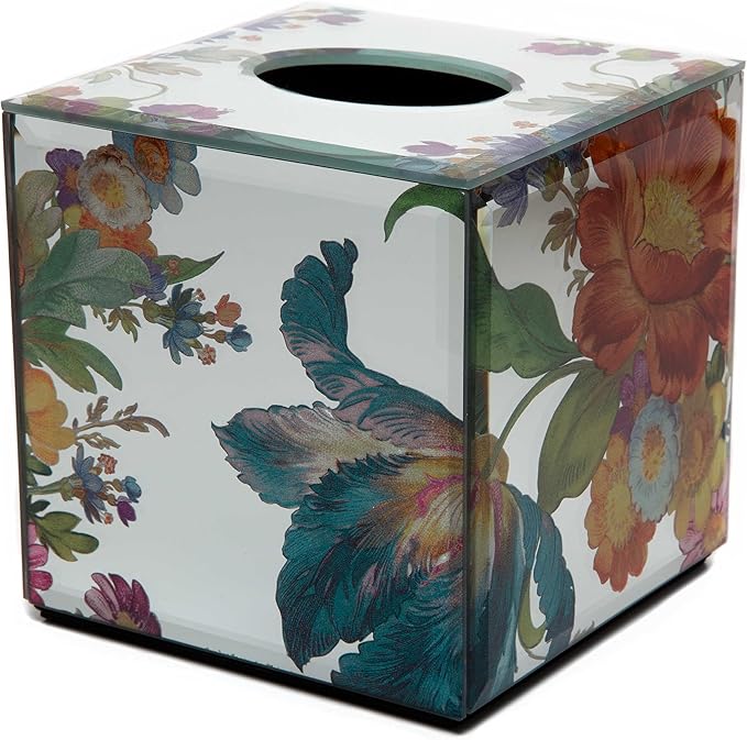 MACKENZIE-CHILDS Tissue-Box Cover, Tissue Holder for Home Decor, Flower Market Reflections, Square