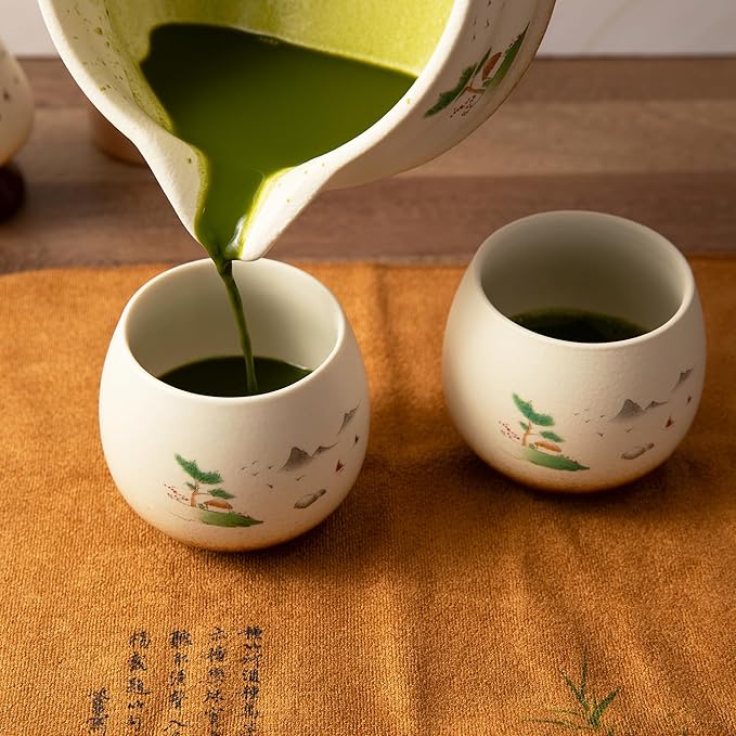 Matcha Whisk Set- Matcha Set includes Matcha Whisk and Bowl (Bowl with Spout), Sifter, Holder and Scoop- The Perfect Bamboo Whisk for Matcha Tea (Cream- 7PC)