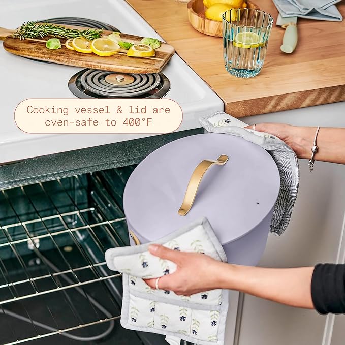 Beautiful 10-in-1 6Qt Electric Multi-Cooker by Drew Barrymore – Slow and Rice Cooker, Steamer, Dutch Oven, Sauté & More – Touch Display, Oven Safe, Dishwasher Safe (Lavender)