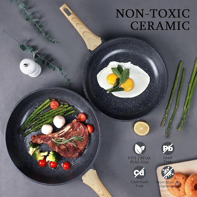 GiPP Ceramic Nonstick Frying Pan - 12 Inch Healthy Non-Toxic Non Stick Skillet Omelette Pans, Induction Compatible Chef Pan, PFAS & PFOA-Free, Dishwasher Safe, Stay Cool Handles