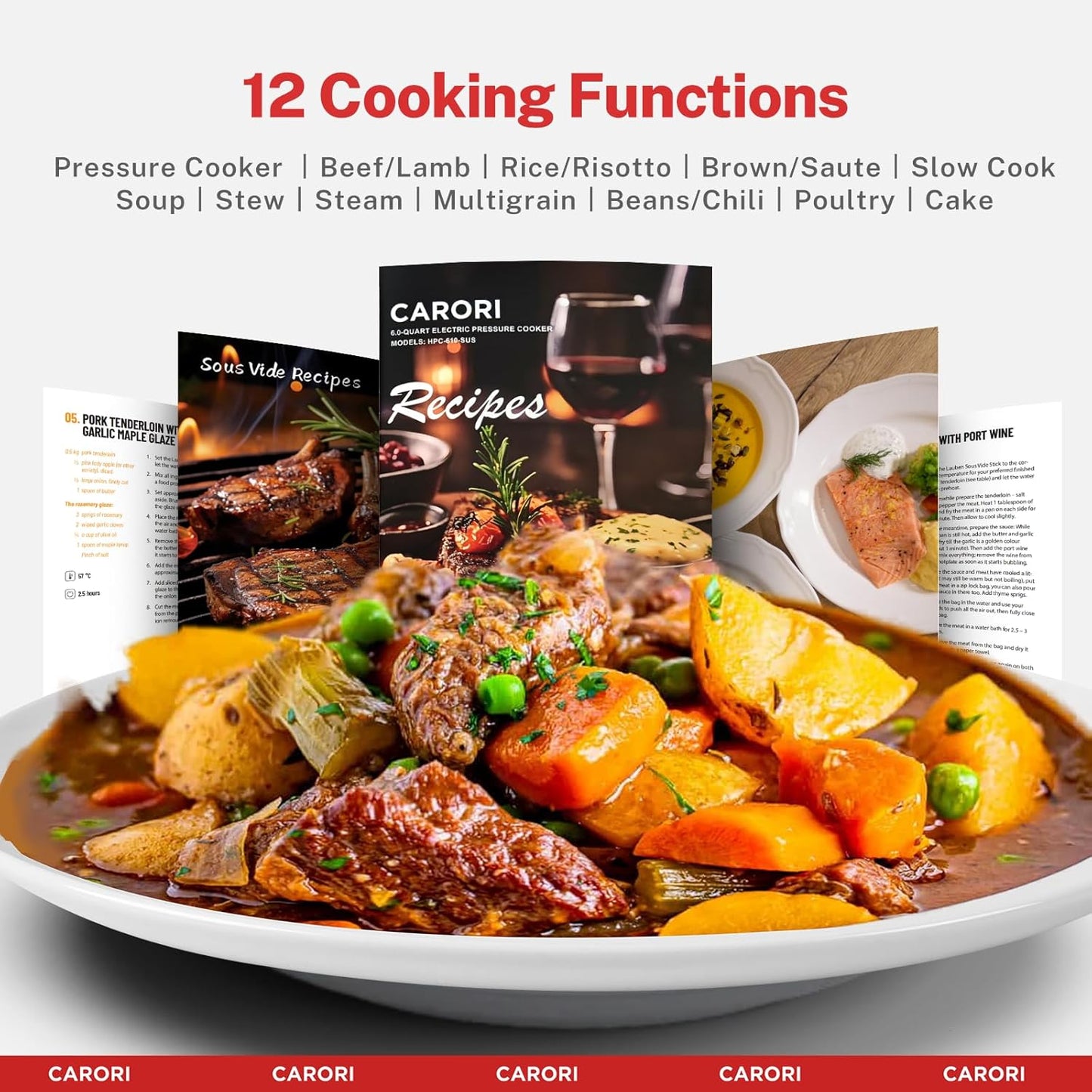 9-in-1 Electric Pressure Cooker 6 Qt, Programmable Multi-Function with Safer Vent, Olla de Presion, Rice Cooker, Slow Cooker, Steamer, Sauté, Warmer & Sterilizer, 1000W, Stainless Steel