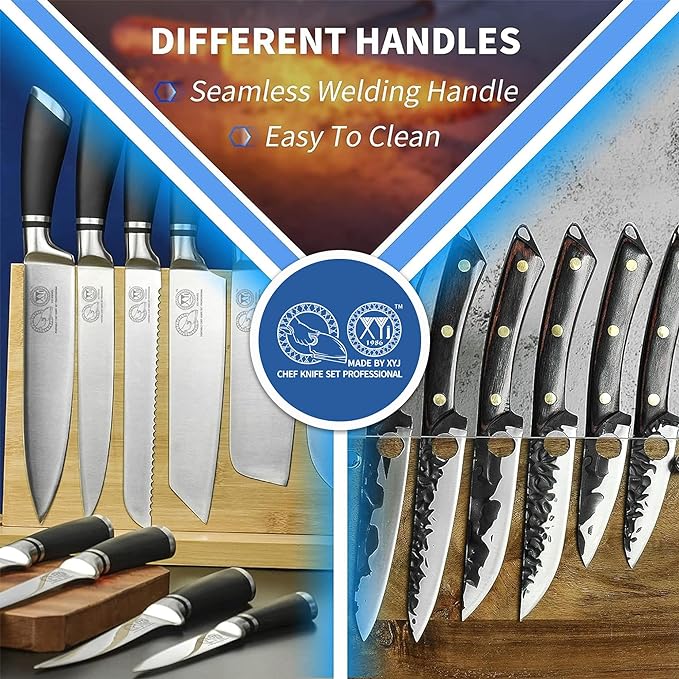 XYJ Knives Authentic Since 1986,Chef Knife Professional Set with Bag,Cleaver Butcher Knife for Meat Cutting Bag