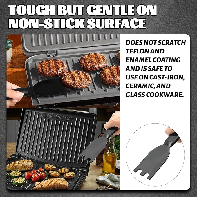 TonGass (2-Pack) Grill Scraper for George Foreman Indoor Grills & Most Other Indoor Grills with Grooves, Heat-Resistant Grill Spatula