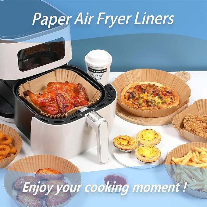 200PCS Air Fryer Paper Liners, Disposable Non-Stick Air Fryer Parchment Paper Fit 4-8QT Air fryer Basket Oil Resistant, Waterproof Baking Paper Roasting Microwave (Square,8 Inch)