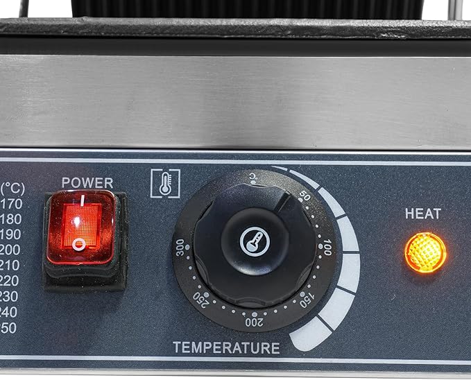 1800W Commercial Panini Press Grill, Non-Stick Sandwich Maker with Adjustable Temperature, Smokeless Indoor Grill for Paninis, Hamburgers & Steaks