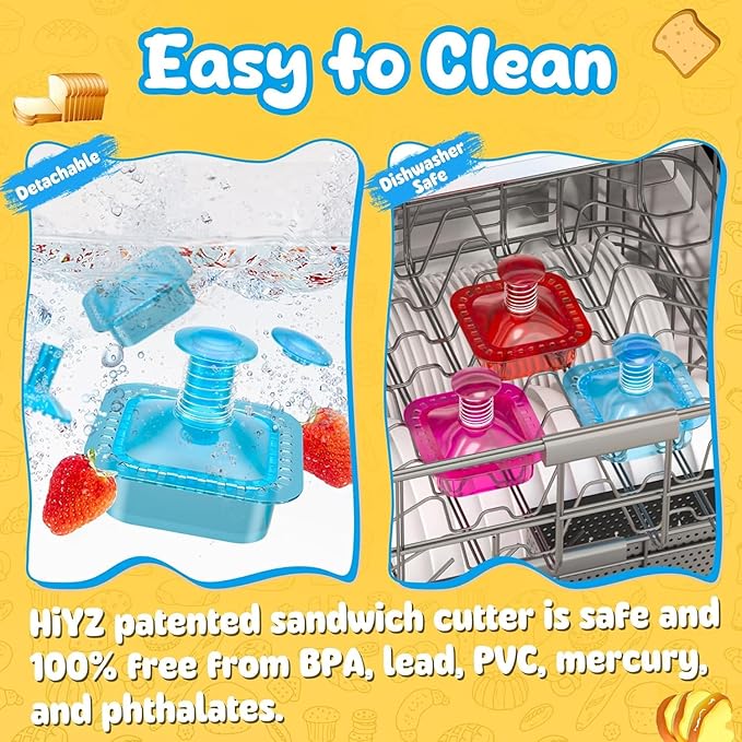 Sandwich Cutter and Sealer Cut and Seal Sandwich Maker, Crustless Peanut Butter & Jelly Sandwich Cookie Cutter (Translucent Blue Square)