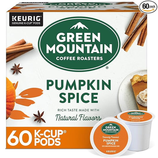 Green Mountain Coffee Roasters Pumpkin Spice, Keurig Single-Serve K-Cup Pods, Light Roast Coffee, 60 Count (6 Packs of 10)