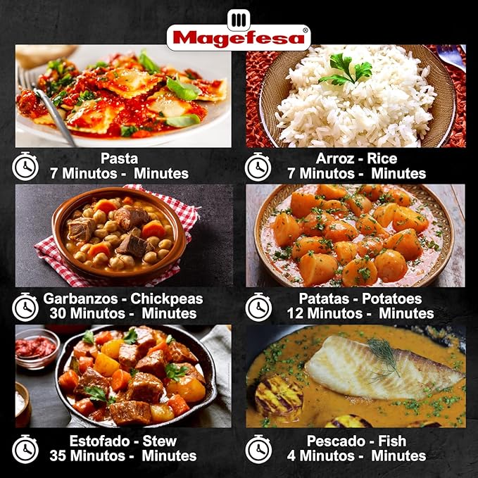 MAGEFESA Favorit 6.3 Qt Pressure Cooker – Easy-to-Use Fast Cooking Pot, 18/10 Stainless Steel, Induction Compatible, Even Heat Distribution, Works on All Stovetops