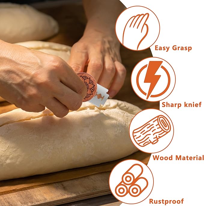 UFO Bread Lame Cutter for Homemade Sourdough,Bread Scorer Tool for Sourdough with 5 Blades and Storage Cover,Slashing Tool Bread Cutting Knife for Artisan Bread and Makers (Lotus-brown)