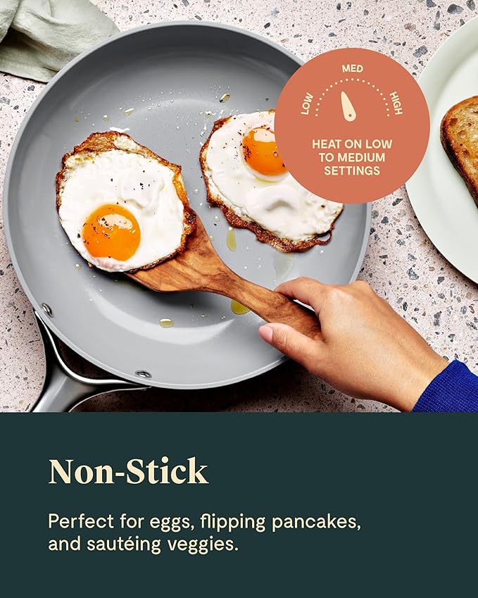 Caraway Nonstick Ceramic Mini Fry Pan With Glass Lid (1.05 qt, 8") - Non Toxic, PTFE & PFOA Free - Oven Safe & Compatible with All Stovetops (Gas, Electric & Induction) - Perracotta