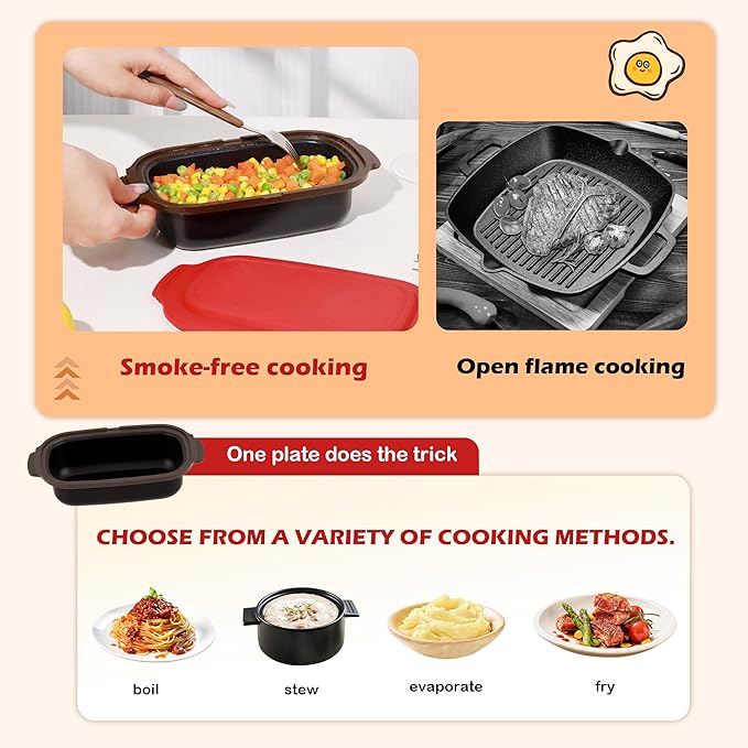 Multi-Use Microwave Cookware|Microwave Grill Pan, Rice/Pasta/Bacon Cooker | Senior-Friendly Easy Grip | Dishwasher Safe& BPA-Free | Safe for Family,Dorms,Office,RV
