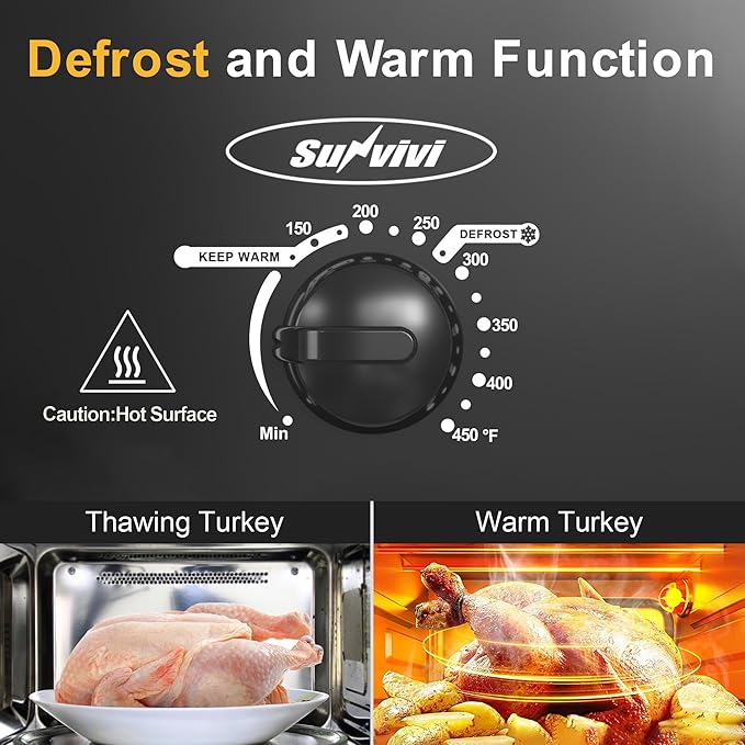 14-Quart Electric Roaster Oven with Self-Basting Lid, Turkey Roaster Oven with Removable Pan and Rack, Stainless Steel, Black, 14 QT